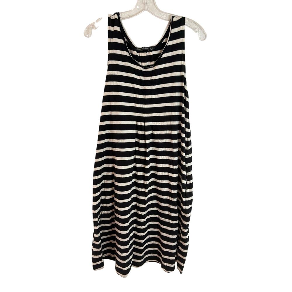 Gudrun Sjoden Striped jersey Tank Dress Womens Size Medium Black White Stripe